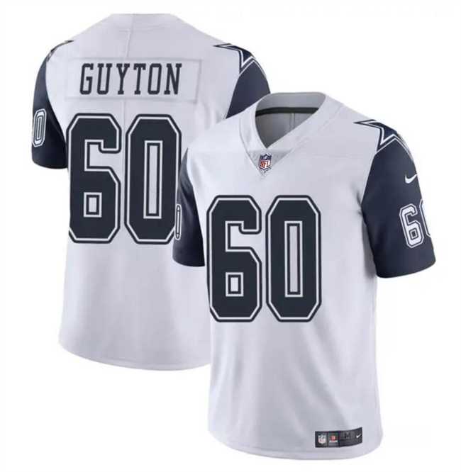 Men & Women & Youth Dallas Cowboys #60 Tyler Guyton White 2024 Draft Color Rush Limited Stitched Jersey